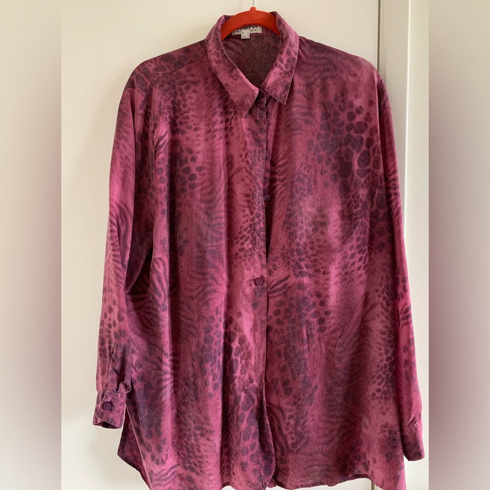 Purple Print LS Button Up